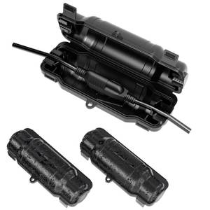 lot 4323 image: 3 Pack Outdoor Extension Cord Safety Cover with Waterproof Seal IP54 Water-Resistant, Weatherproof Electrical Connection Box with 2 Latches, Plug, Socket, Holiday Decoration Light, Black