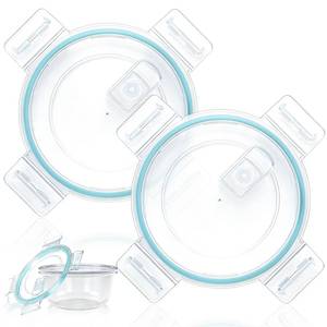 lot 4336 image: Teecyhooo 2 Pcs 4 Cups Plastic Food Storage Lid with Green Gasket Leakproof Airtight Lockable Replacement Clear Storage Lid for Kitchen Bowl