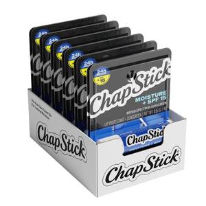 lot 4351 image: ChapStick Moisturizer Original Lip Balm Tubes, SPF 15 and Skin Protectant - 0.15 Oz (Pack of 12)