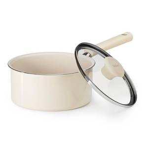 lot 5886 image: Redchef Ceramic Nonstick Saucepan with Lid, 2.5QT Small Cooking Pot, Non Toxic Sauce Pans for Kitchen, Cool Handle PFAS Free Compatible with All Cooktops, White