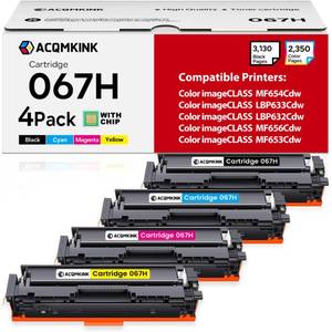 lot 5896 image: Cartridge 067H CRG067H Toner Cartridge Set 4 Pack Replacement for Canon 067H Color imageCLASS MF656Cdw LBP633Cdw LBP632Cdw MF653Cdw MF654Cdw Printer Ink (1BK 1C1M1Y)