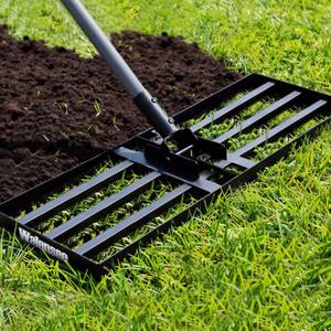 lot 5907 image: Walensee Foldable Split Lawn Leveling Rake, 30x10 Heavy Duty Lawn Leveler Tool with 6.5FT Steel Handle, Levelawn Landscape Rake for Topdressing, Soil, Sand, Dirt, Backyard, Garden