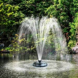 lot 5923 image: Biling Floating Pond Fountain with 660GPH Pond Pump, Color-Changing LED Lights, 27 FT Power Cord, 3 Spray Patterns �� Outdoor Pond Fountain, Black