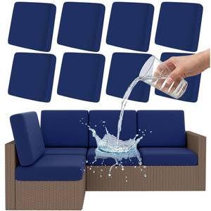 lot 5931 image: Smiry Waterproof Patio Cushion Covers, Stretch Outdoor Couch Slipcovers Replacement Washable Furniture Protector Sofa Chair Seat Cover for Dogs and Pets (8 Pcs, Navy Blue)