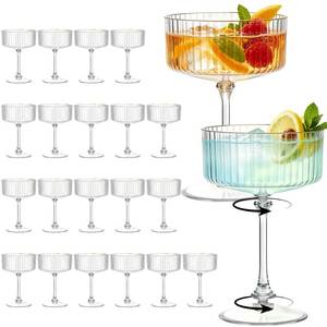 lot 5935 image: SDBALLBZ Plastic Martini Glasses 10oz, Detachable Ribbed Coupe Glasses with Gold Rim, Disposable & Reusable Unbreakable BPA-free Vintage Cocktail Cups, Champagne Coupe for Party Wedding (Clear, 24pcs)