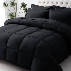 lot 5943 image: JOLLYVOGUE King Comforter Set, Ultra-Soft Bed in a Bag King Size 7 Pieces, Oeko-TEX Certified Bedding Set with Down Alternative Comforter, Sheets, Pillowcases & Shams, Black