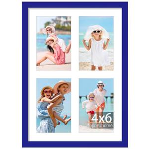 lot 5954 image: decorUhome 10x14 Picture Frames Collage Wall Decor, Display 4Pcs 4x6 Photos with Mat or 1Pcs 10x14 Unmatted, 4 4x6 Collage Picture Frames for Wall Mounting, Royal Blue