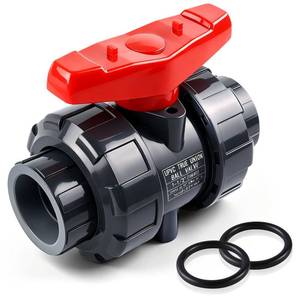 lot 6069 image: SCH 80 PVC True Union Ball Valve 1-12 Inch (DN40), Full Port Slip Socket Shut Off Valve with EPDM O-Ring & PTFE Seat, Corrosion Resistant Water Flow Control for Pool, Irrigation, Aquarium & Plumbing