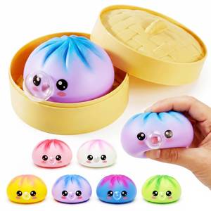 lot 6075 image: 2026 Upgraded Mystery Dumpling Squeeze Mystery Box, Bubble Blowing Colorful Dumpling Stress Balls, Soft Dumpling Stress Relief Toy with Steamer Box (Gradient Purple 1pc)