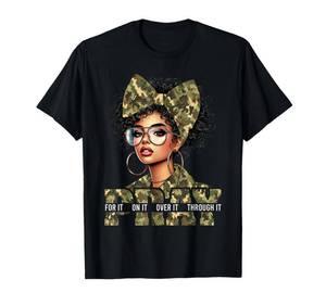 lot 6082 image: Pray On It Pray Over It Black Woman Afro Christian Sayings T-Shirt port and company size M