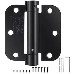 lot 6087 image: 2 Pack  Self Closing Door Hinges 3.5�3.5, HBL Automatic Door Closer Hinges with 58 Radius Corners, Adjustable Spring Door Hinge for Home, Garage & Basement Doors.
