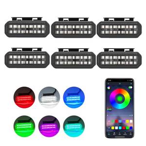 lot 6095 image: Universal 6PCS Clip on Car LED RGB Front Grille Lights, Buckle Grille Light with Wiring Harness and Fuse
