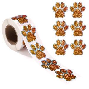 lot 6104 image: 500pcs Dog Paw Print Sticker, 1.5in38mm Glitter Cat Paw Decals Self-Adhesive Cute Seal Stickers Labels for Water Bottles Laptops Envelope Books DIY Crafts Supplies (Orange)