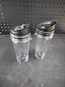 lot 6108 image: 2 plastic Cups with Spout Lids, Fill Line Mark 24 oz