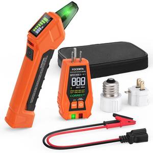 lot 6118 image: FOCEMTA Circuit Breaker Finder Kit with GFCI Outlet Tester for 90-135V AC Circuits,includes Light Socket Adapter, 3-2 Prong Grounding Adapter & Clip adapter,Portable Electrical Tool with Carrying Case
