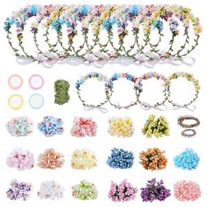 lot 6119 image: ACRNIGHEET Make Your Own Flower Crown Crafting Kit, Plum Blossom Series Flower Crown Kit, Can Make 16 Sets Wreath Headband and Bracelet Craft Kit, DIY Floral Crown Creative Gifts for Princess