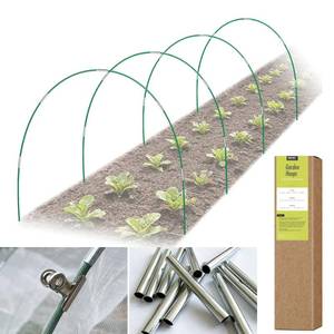 lot 6120 image: RIFNY 24 PCS Garden Hoops for Raised Beds, Greenhouse Hoops Kit Long Grow Tunnel for Row Cover, Rust-Free Fiberglass Garden Support Poles for Insect Mesh Netting Freeze Plant Cover (Green)