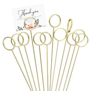 lot 6134 image: JICYOUP 30 Pack Strong Grip Gold Floral Card Holder Picks (13.4 Inch)