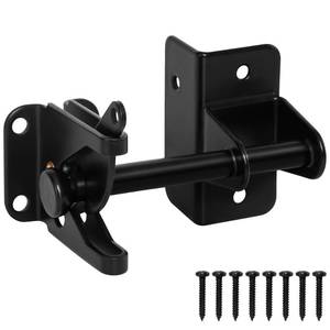lot 6140 image: KINJOUZ Self Locking Gate Latch for Wooden Fence, Heavy Duty Automatic Gravity Fence Latch for Wood Metal Gate, Gate Hardware Door Lock for Outdoor Pool Garden Shed, Black, 1Pack
