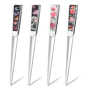 lot 6141 image: Chuangdi 4 Pieces Letter Opener Knife Fancy Stainless Steel Envelope Openers Slitter Lightweight Mail Opener Tool for Women Men Office Home Back to School School Gift Supplies(Vintage Style)