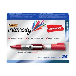 lot 6150 image: BIC Intensity Advanced Colorful Dry Erase Markers, Chisel Tip, 24-Count Pack of Assorted Colors, Whiteboard Markers for Teachers and Office Supplies