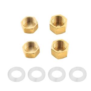 lot 6154 image: YHXiXi 4pcs Brass Pipe Caps with Rubber Washers 38 inch NPT Female Pipe Plugs Hex Threaded Head Cap Male End Cap Gas Line Caps Plumbing Pipe Fittings Thickened and Regular Models