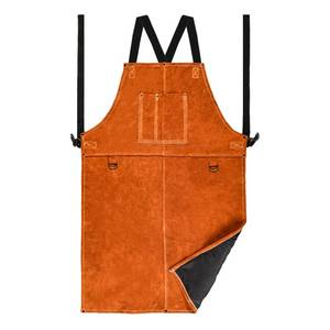 lot 6159 image: Leather Welding Work Apron - Heat Resistant & Flame Resistant Bib Apron, Flame Retardant Heavy Duty BBQ Apron, Adjustable Fit M-XXXL Men & Women (24 X 36 Tan)