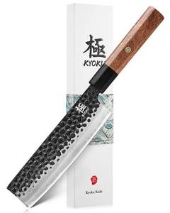 lot 6201 image: KYOKU Nakiri Knife, Kage Series 7 Kitchen Knife with 3-Layer Laminated Steel Blade Rosewood Handle, Japanese Nakiri Chef Knife with Sheath, Vegetable Knife for Chopping Slicing Mincing and More