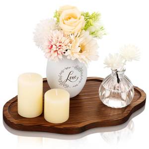 lot 9177 image: BIEOFFEI Small Decorative Tray Wood Decorative Serving Tray for Candles Perfume, Cloud Wooden Jewelry Tray Trinket Dish, Wooden Trays for Coffee Table Home Decor