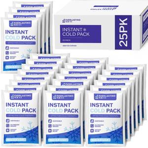 lot 9184 image: 25 Pack - Instant Cold Packs - Instant Ice Packs for Injuries  Disposable Cold Compress Ice Pack for Pain Relief, Swelling, Inflammation, Sprains, Toothache - Cold Pack for Athletes