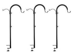 lot 9193 image: WOSIBO 3 Pack Three Span Deck Hook, 37 Inches Deck Bird Feeder Pole, Hanging Baskets Porch Multi-Hook for Deck Kit with Three Branches for Plant Hangers, Lanterns, Wind Chimes and More