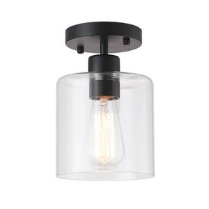 lot 9195 image: KLSS Black Modern Semi Flush Mount Ceiling Light,Rustic Ceiling Light Fixture for Closet Hallway Entryway,Matte Black Finish (1 Pack)