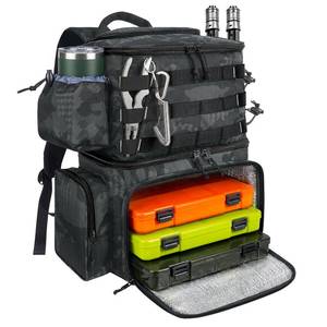 lot 9205 image: MATEIN Fishing Backpack, Water Resistant Tackle Storage Bag with Rod Holders & Cooler, Fishing Gifts for Men