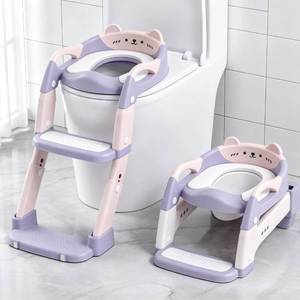 lot 9209 image: Potty Training Seat, Upgrade Toddler Toilet Seat for Kids Boys Girls, 3 in 1 Potty Training Toilet with Step Stool Ladder-Non Slip Foldable (PurplePink)