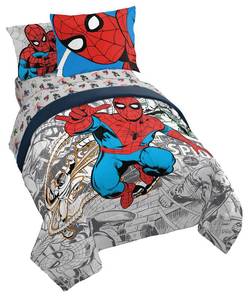 lot 9210 image: Jay Franco Spiderman Spidey VS 5 Piece Twin Size Bed Set - Includes Comforter & Sheet Set Bedding - Super Soft Fade Resistant Microfiber (Official Marvel Product)