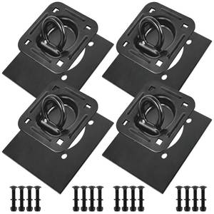 lot 9211 image: Recessed D Ring Tie Down Anchors 4 Pack (6,000 Lbs), Heavy Duty Trailer Floor Tie Downs and Anchor Points for Securing Cargo, Equipment, ATV, UTV, Truck �� Black