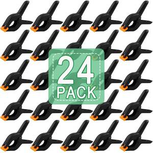 lot 9217 image: 24 PCS 3.5 Heavy Duty Plastic Spring Clamps, Black Spring Clips for Backdrops, Craft Projects, Woodworking, Photography and Display Stands