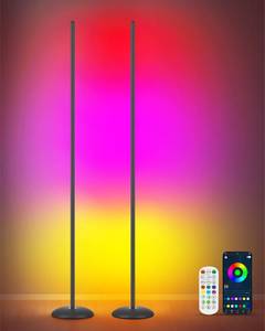 lot 9227 image: Vexinat LED Corner Floor Lamp, 2-Pack Smart RGB Corner Lamp with APP & Remote Control, Floor Lamp Dimmable with 16 Million Colors, Music Sync, Standing Lamps for Living Room, Bedroom