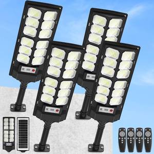 lot 9229 image: 4-Pack Solar Street Lights Outdoor, 13000LM 6500K Waterproof LED Solar Flood Lights with Motion Sensor, Dusk to Dawn Solar-Powered Light for Outside, Security Lights for Parking Lot Yard Driveway