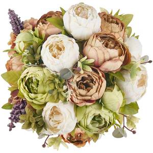 lot 9235 image: Mkono Peonies Artificial Flowers, 2 Packs 13 Stems Faux Peony Flowers Real Touch Fake Silk Bouquet for Arrangements Dining Table Centerpieces for Kitchen Bridal Wedding Party (2, Mixed White)