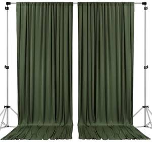 lot 10344 image: AK TRADING CO. 10 feet x 8 feet IFR Polyester Backdrop Drapes Curtains Panels with Rod Pockets - Wedding Ceremony Party Home Window Decorations - Olive Green