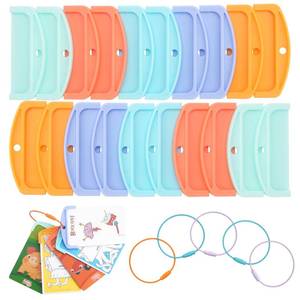 lot 10349 image: 20 Pcs Reusable Plastic Card Holders for Yoto Cards with 6 Ring Loops, Portable Card Holder for Yoto Mini Player Audio Cards, Kids Travel Carrier, Yoto Accessory Organizer Storage Set