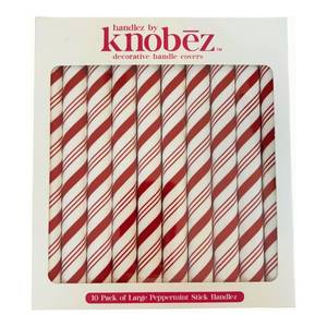 lot 10350 image: Knob�z Handlez Covers - Large Peppermint Stick - 10pk - Stretch Over Hardware Decorations, Holiday-Winter-Christmas, Kitchen-Bathroom-Dressers-Home
