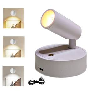 lot 10357 image: Spot Lights Indoor, Rechargeable Plant Spotlight Indoor, 360° Rotate Wireless LED Uplighting, Battery Powered Ceiling Spotlight for Artwork Painting Tree Plant Picture Lights Wall Light (White)