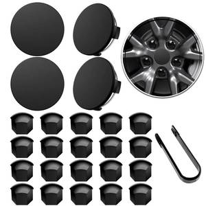 lot 10359 image: Wheel Center Caps for Tesla Model Y Model 3 19 Inch Model S 20 Inch Wheel Hub Caps Center Cover with 4 Hub Center Cap  20 Lug Nut Cover  1 Pack Wrench No Logo (Matte Black)