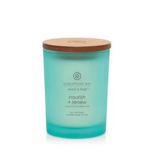 lot 10379 image: Chesapeake Bay Candle Mind & Body Medium Jar Candle Nourish  Renew (Coconut & Sandalwood)