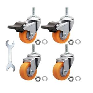 lot 10408 image: MyyYiTar 1.5 M6x15 Stem Casters Bolt Threaded Wheels,TPR Mute Rubber Swivel Single Caster Screws in Wheel Small with 2 Brake Locks-Orange