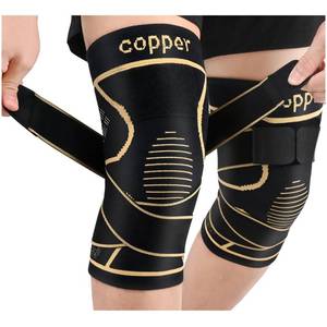 lot 10414 image: JHVW Copper Knee Brace for Women Men 2-Pack, Knee Compression Sleeve with Straps, Knee Braces for Knee Pain, Knee Support for Running Working