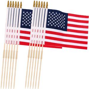 lot 10430 image: 12 Pcs 12x18 Inch American Flags for Outside, 250th Anniversary USA Stick Flag with Handheld and Grounded Multi-Purpose Flagpole, Memorial Day, 4th of July Decorations, Patriotic Decorations