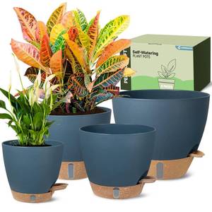 lot 11066 image: Self-Watering Pots for Indoor Plants 4 Pack, 681012 Inch Outdoor Planters with Water Level Indicator&Deep Reservoir, Decorative Flower Pots for Indoor Plants,Home Decor (Blue, 121086 inch)